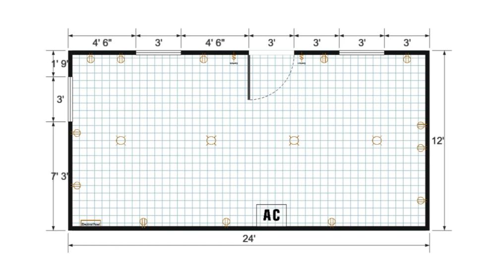 Floor plan for 12x24 Gable Shed