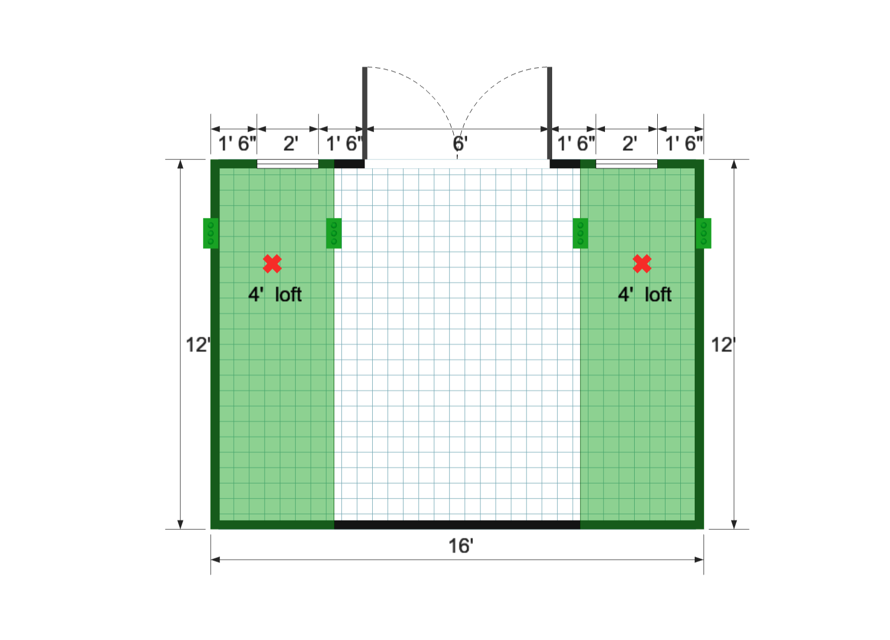 Side-Entry Standard Barn 12×16 floor plan