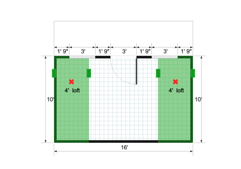 Barn Cottage 14×16 floor plan