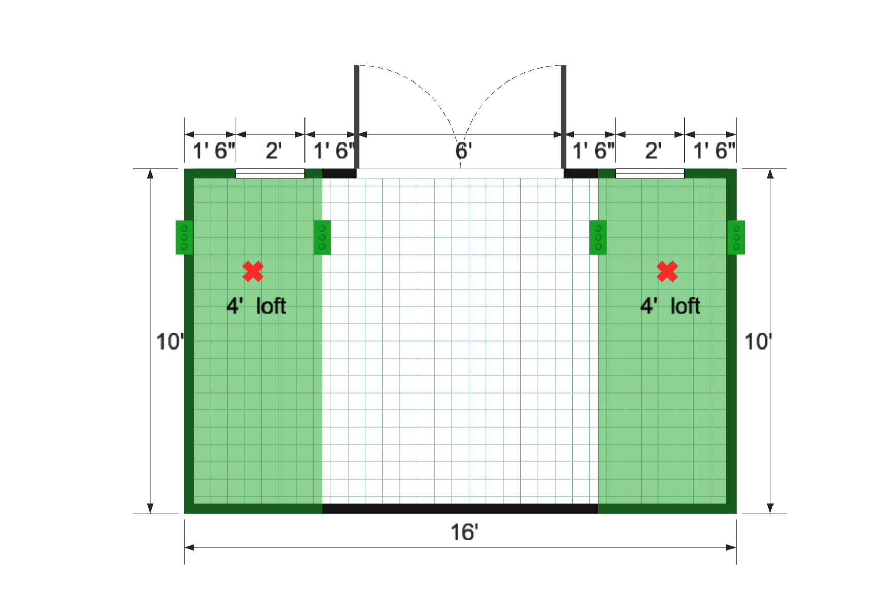 Side-Entry Standard Barn 10×16 floor plan
