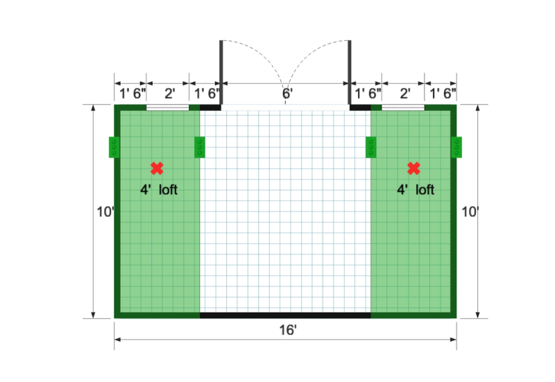 Side-Entry Standard Barn 10×16 floor plan