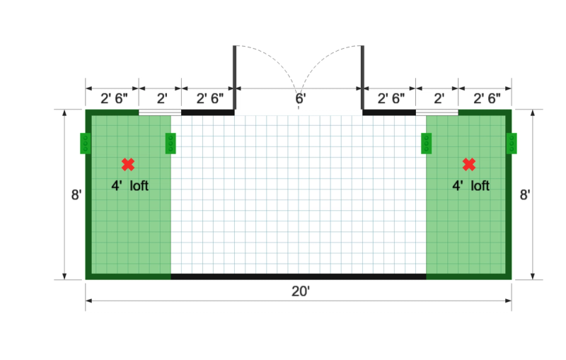 Side-Entry Standard Barn 8×20 floor plan