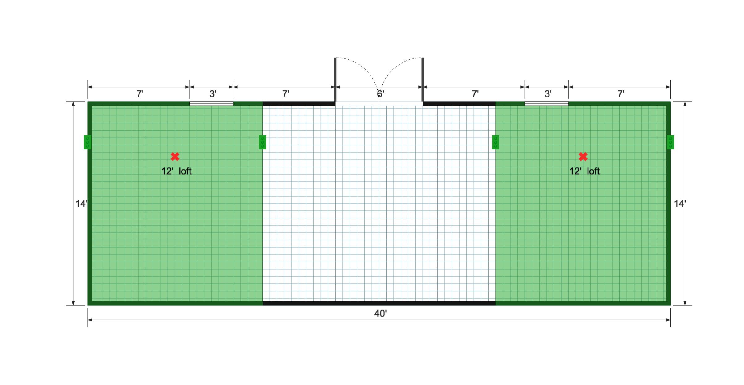 Side-Entry Premier Barn 14×40 floor plan