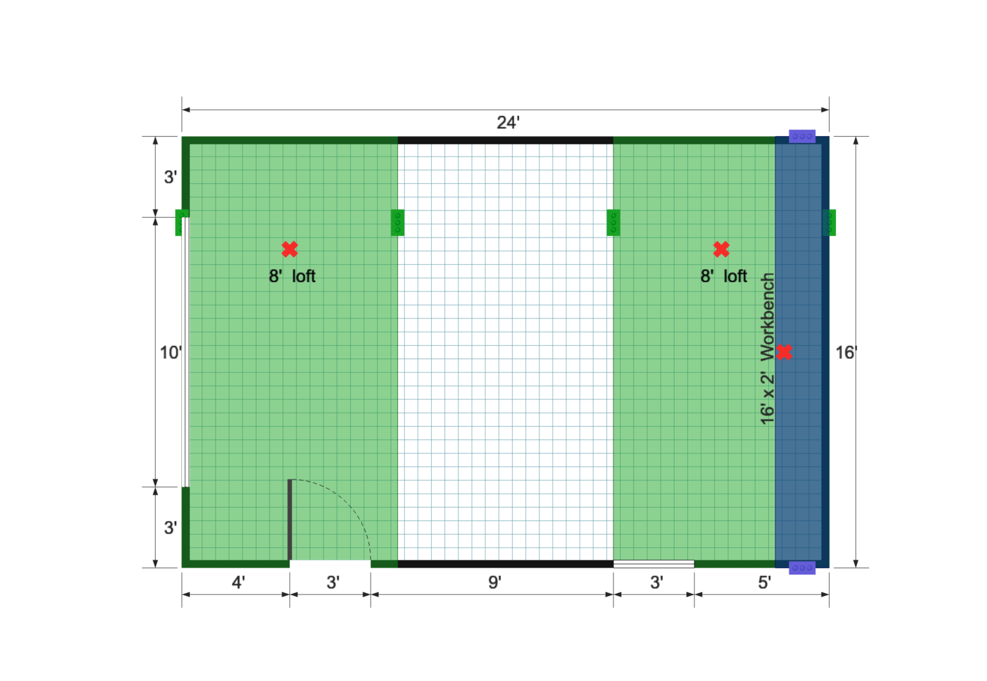 Barn Garage Shed 16×24 floor plan