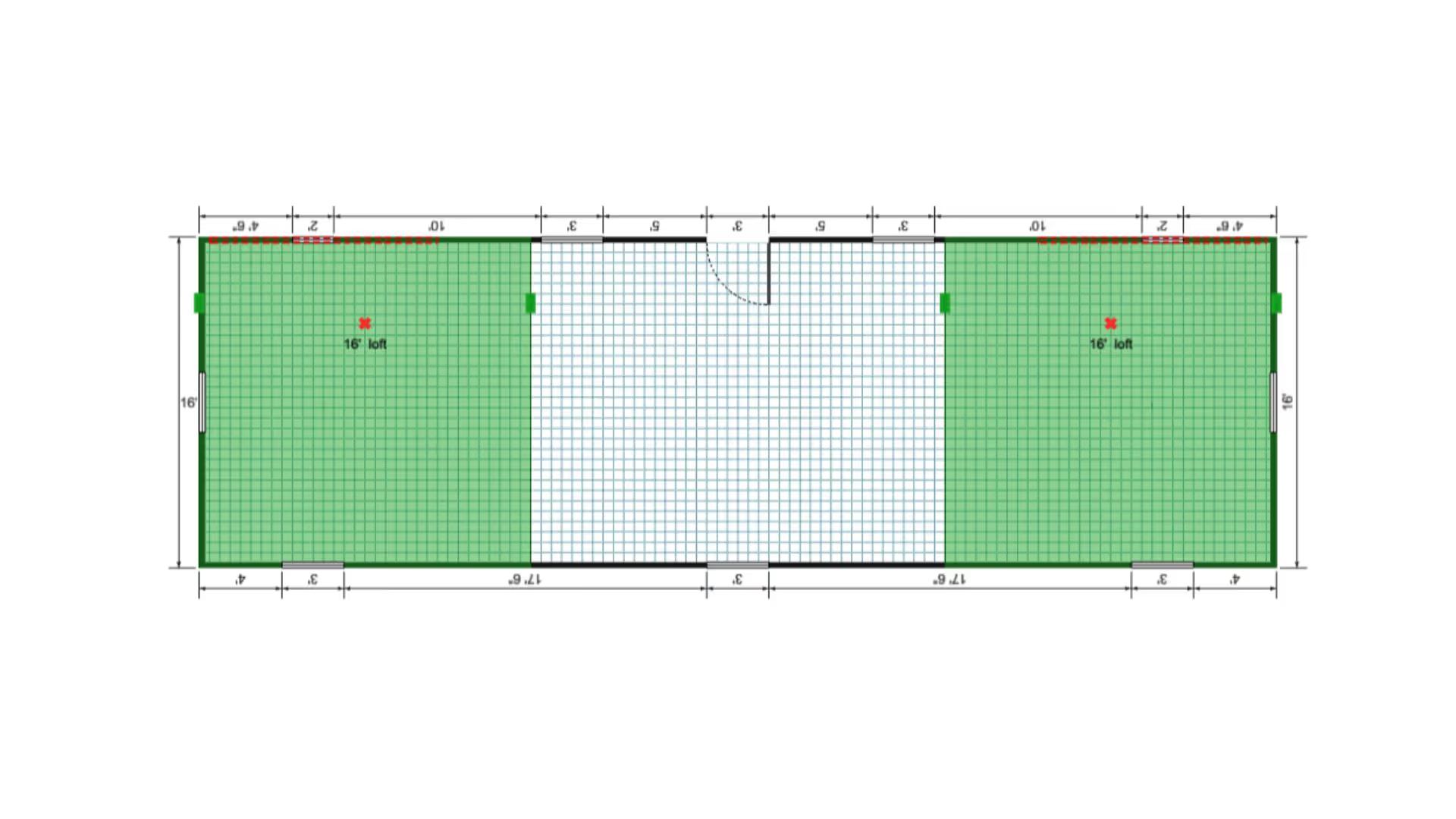 Floor plan for 16x52 Lofted Barn