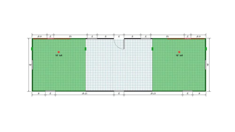Floor plan for 16x52 Lofted Barn