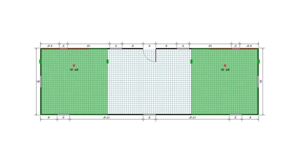 Floor plan for 16x52 Lofted Barn