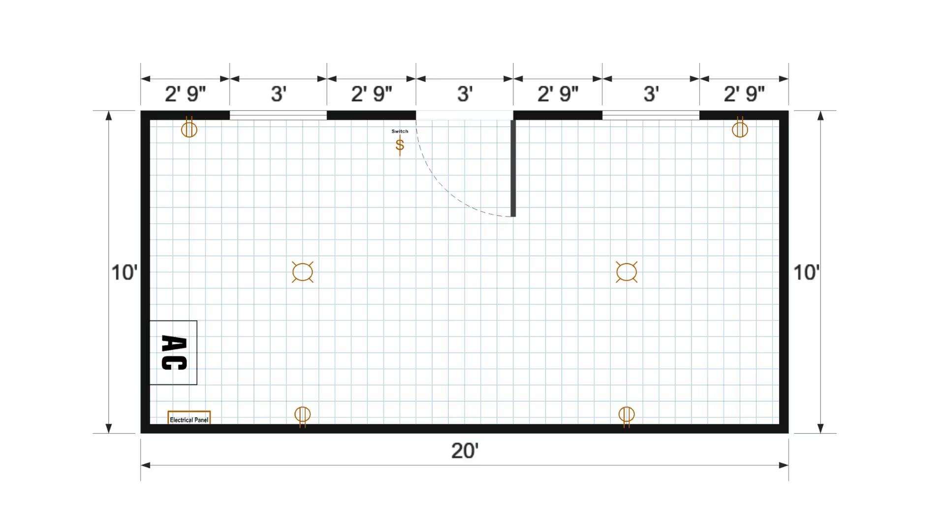Floor plan for 10x20 Gable Shed
