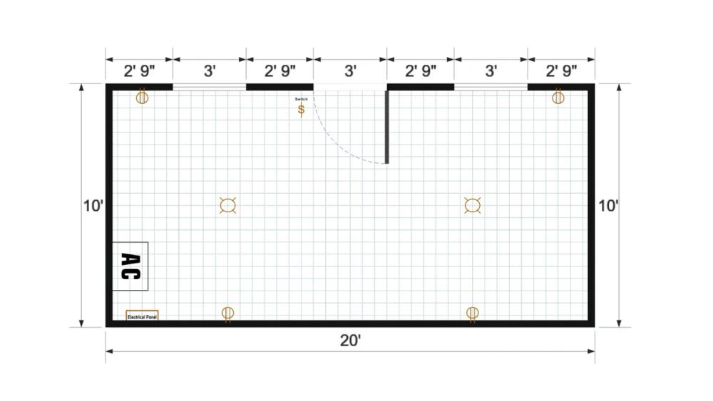 Floor plan for 10x20 Gable Shed