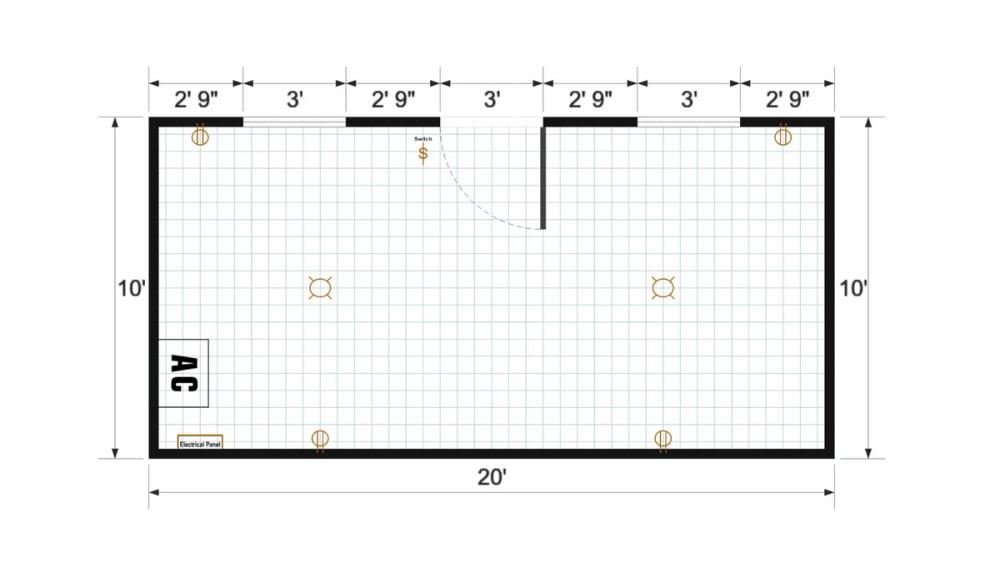 Floor plan for 10x20 Gable Shed