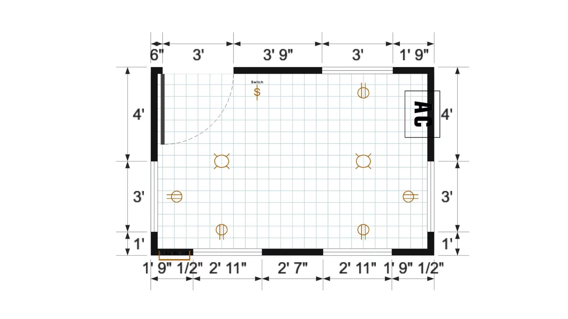 Floor plan for 8x12 Short Single Slope Finished