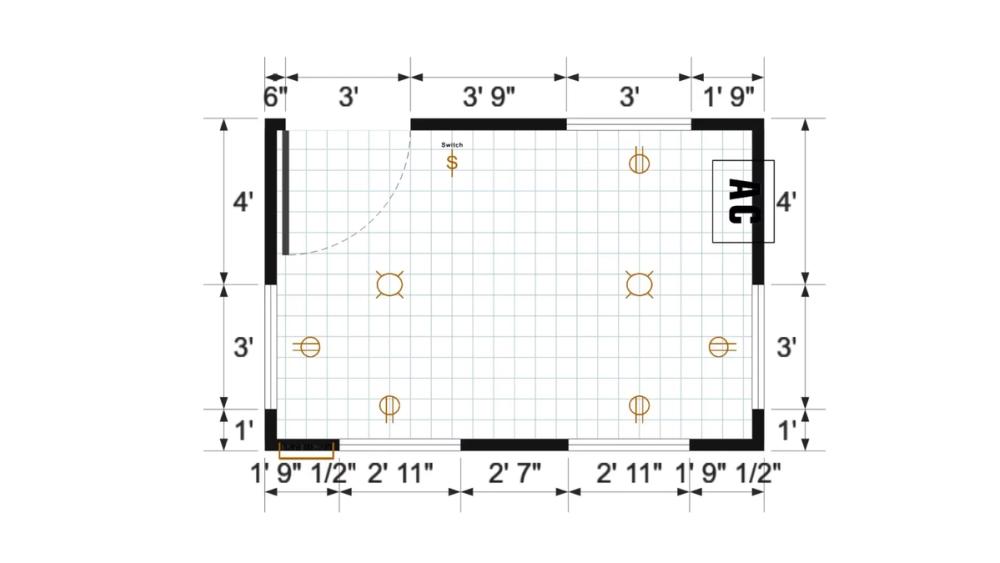 Floor plan for 8x12 Short Single Slope Finished