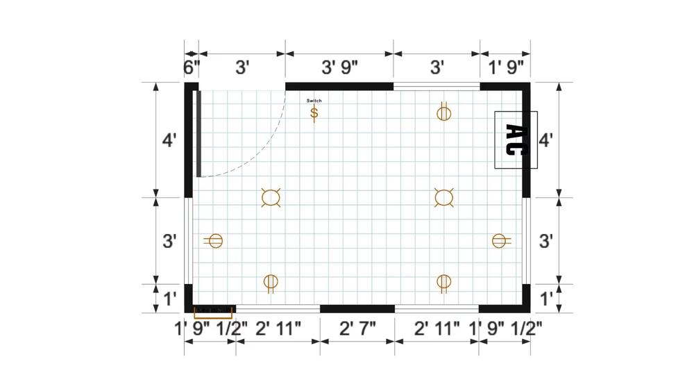 Floor plan for 8x12 Short Single Slope Finished