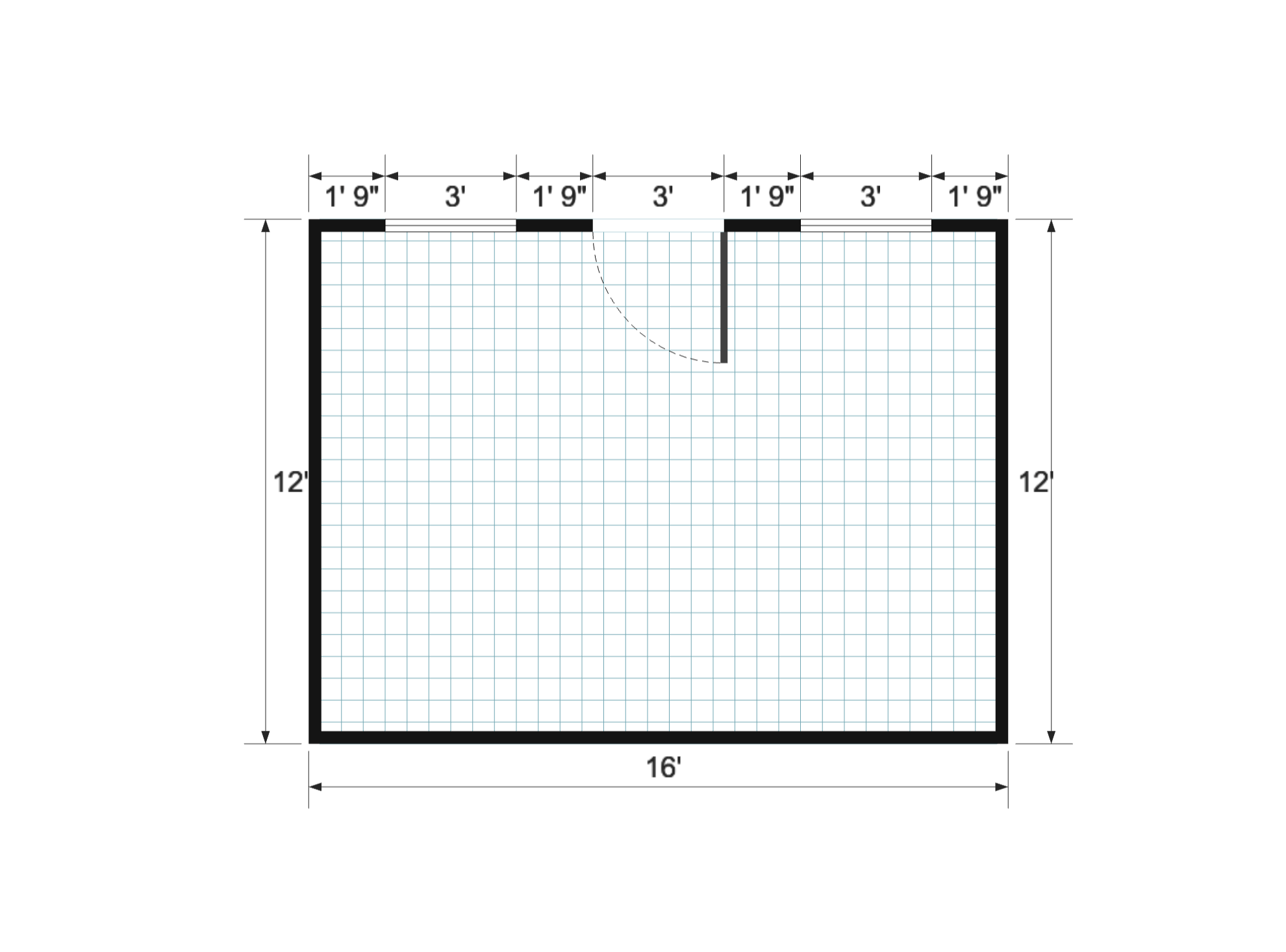 Gable Studio 12×16 floor plan