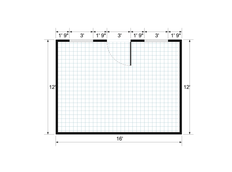 Gable Studio 12×16 floor plan