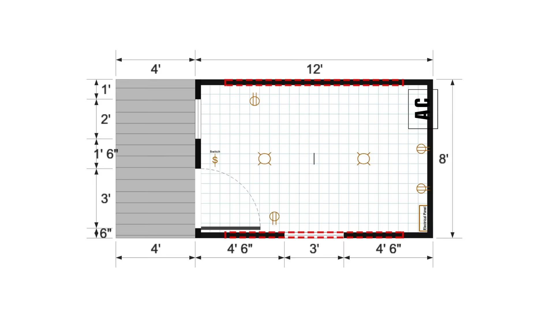 Floor plan for 8x16 Finished Cabinette