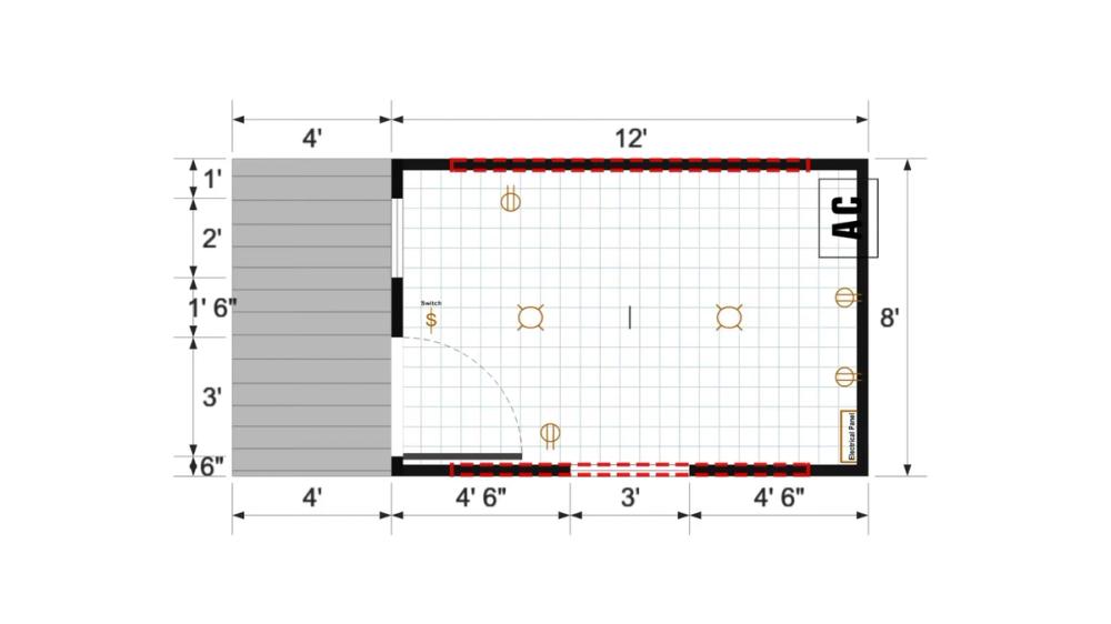 Floor plan for 8x16 Finished Cabinette