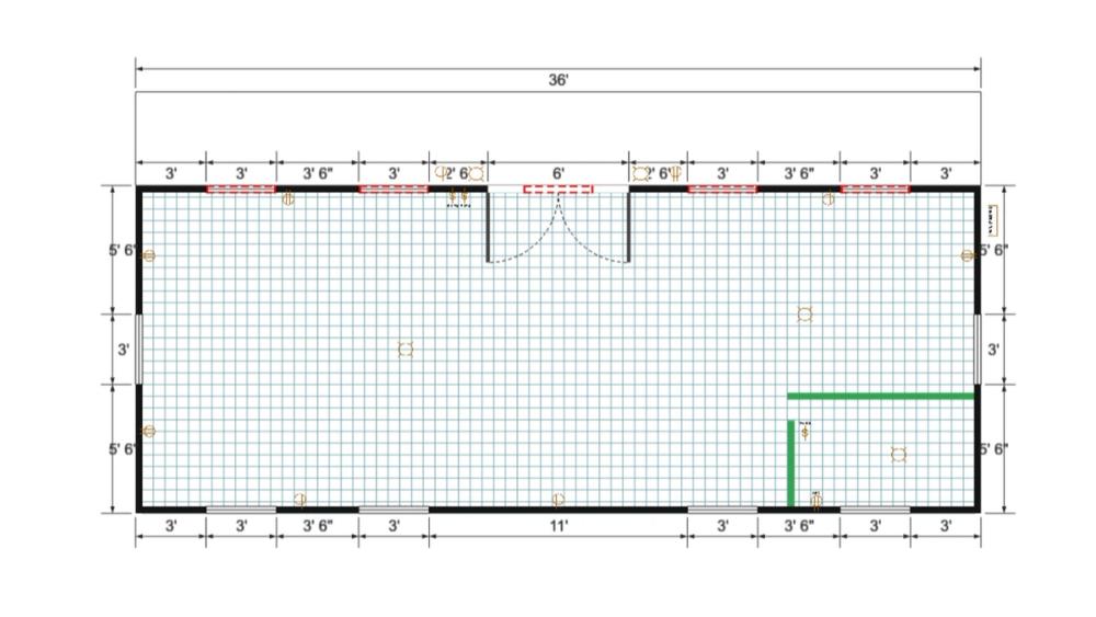 Floor plan for 18x36 Single Slope Cottage