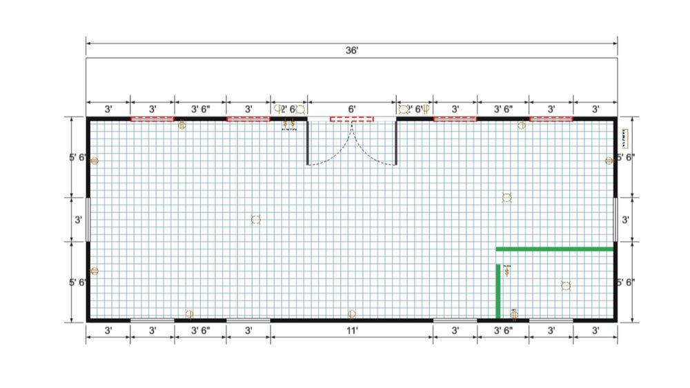 Floor plan for 18x36 Single Slope Cottage