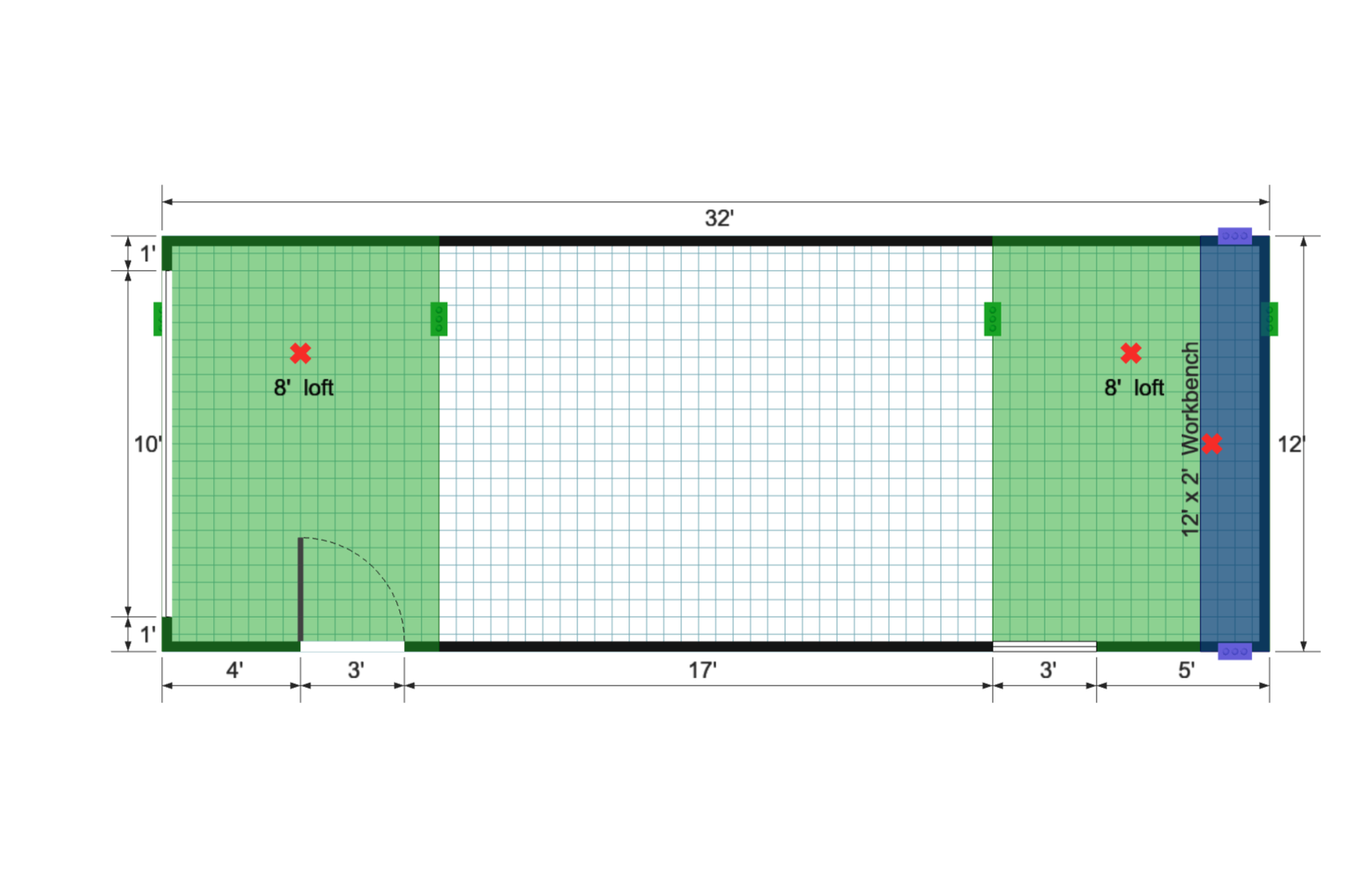 Barn Garage Shed 12×32 floor plan