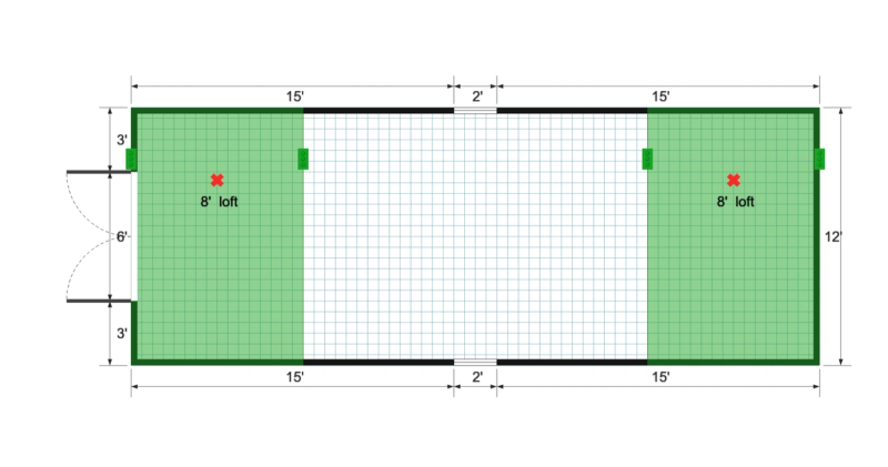 Premier Barn 12×32 floor plan