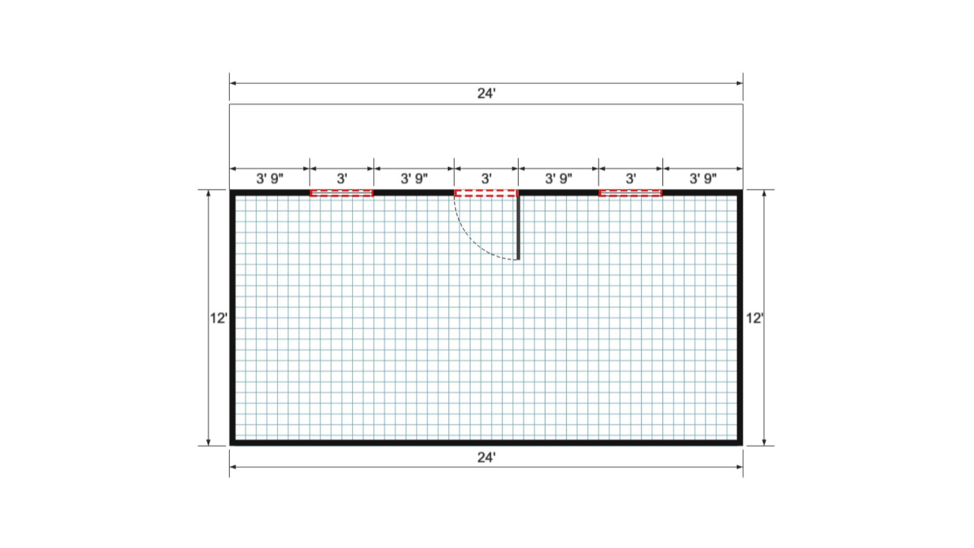 Floor plan for 16x24 Single Slope Cottage