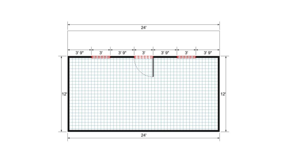 Floor plan for 16x24 Single Slope Cottage