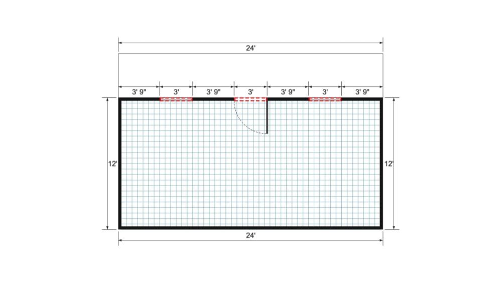 Floor plan for 16x24 Single Slope Cottage