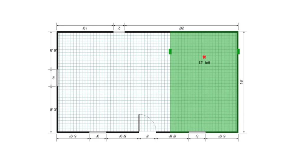 Floor plan for 18x32 Cabin Shell
