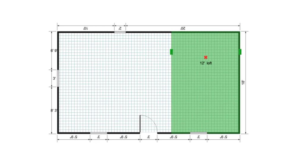 Floor plan for 18x32 Cabin Shell