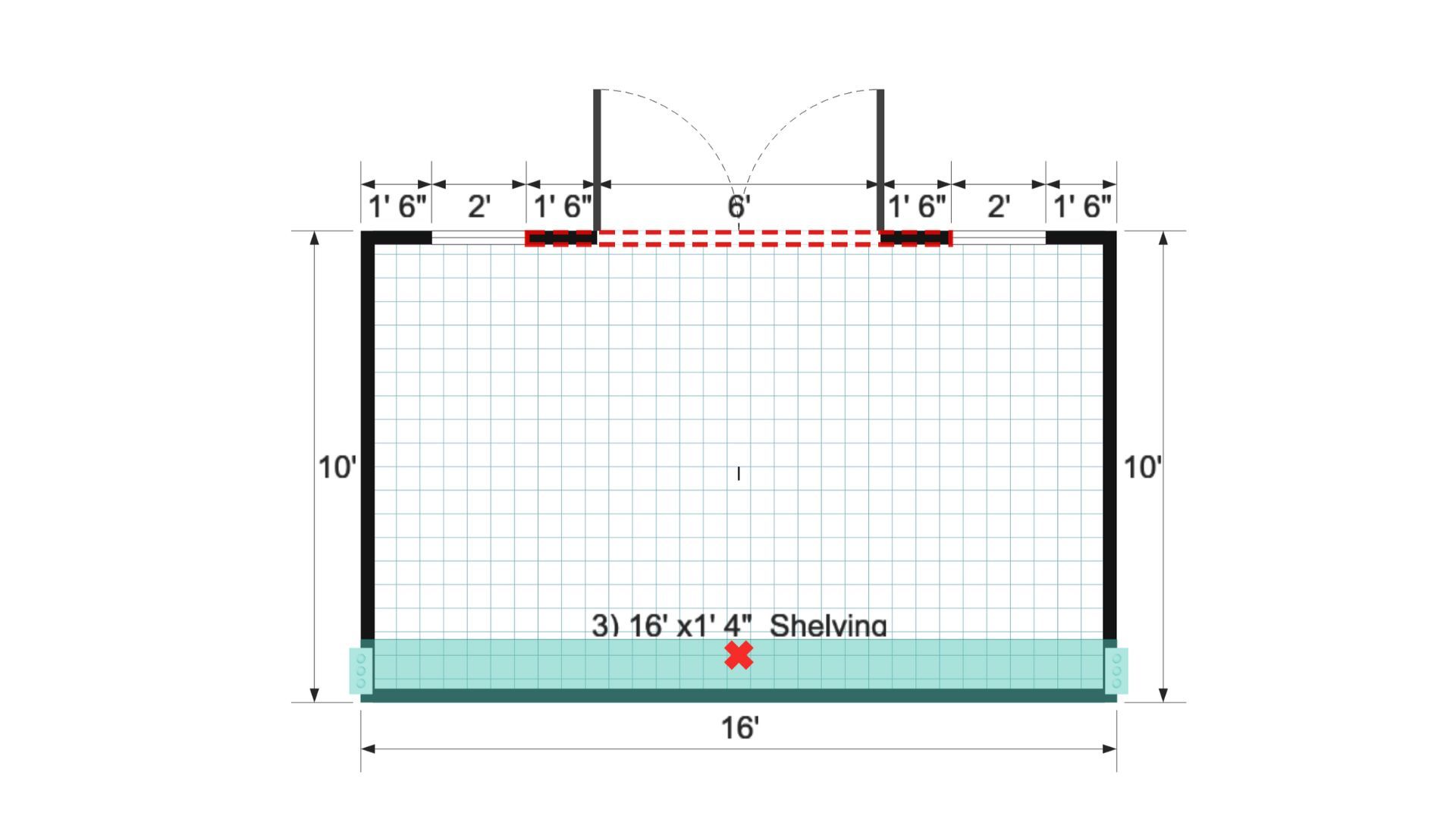 Floor plan for 10x16 Gable Shed