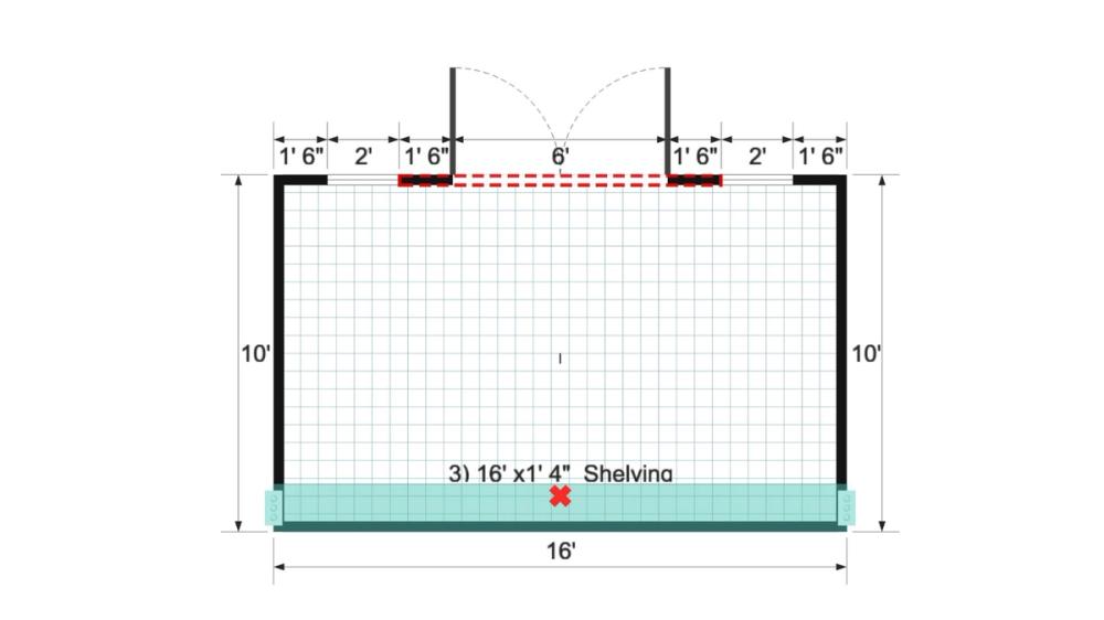 Floor plan for 10x16 Gable Shed