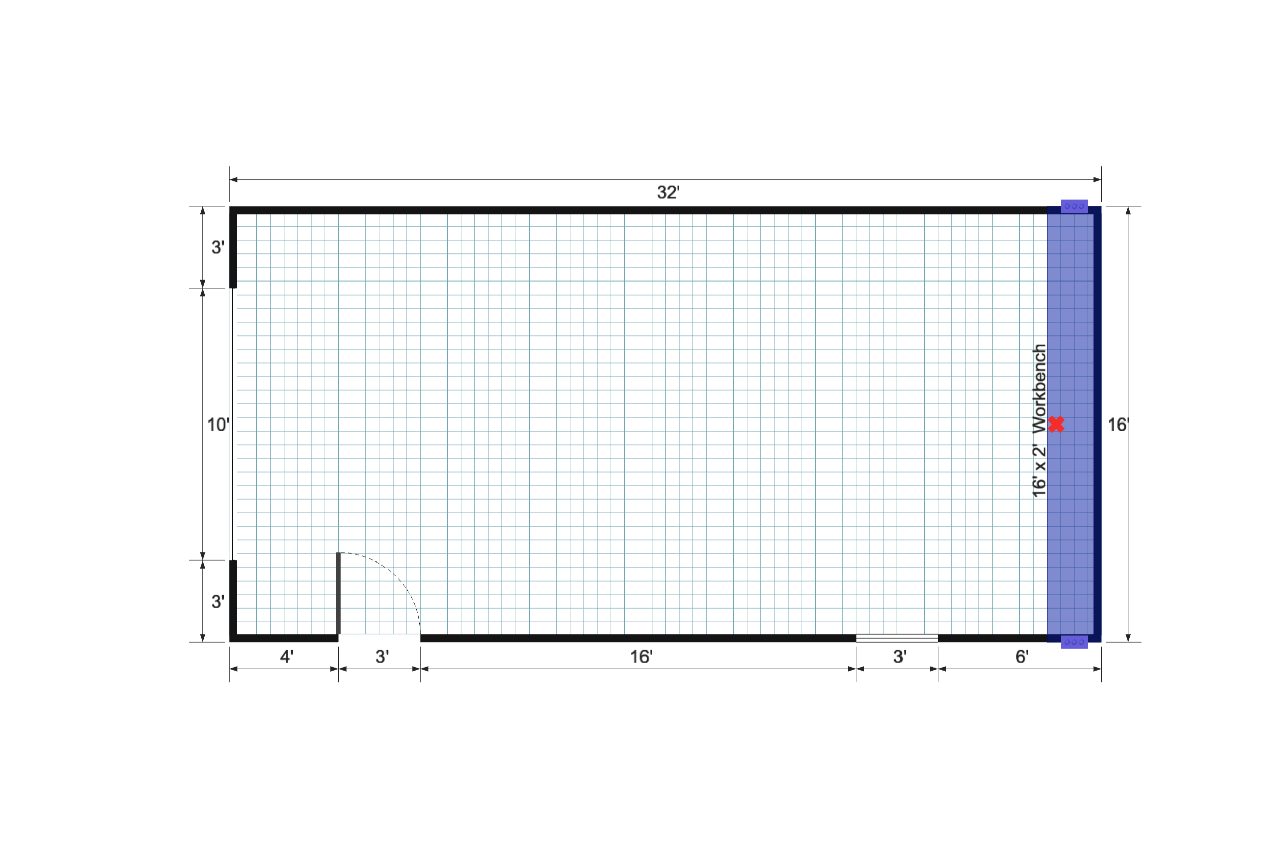Gable Garage Shed 16×32 floor plan