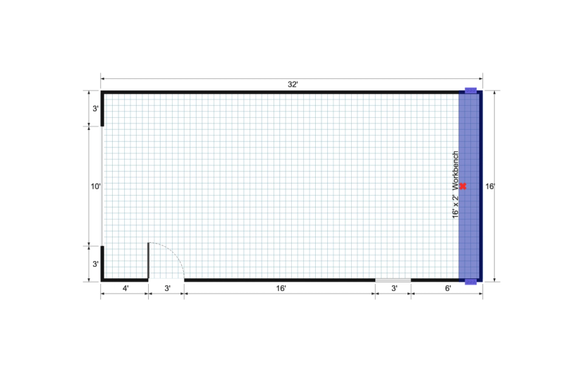 Gable Garage Shed 16×32 floor plan