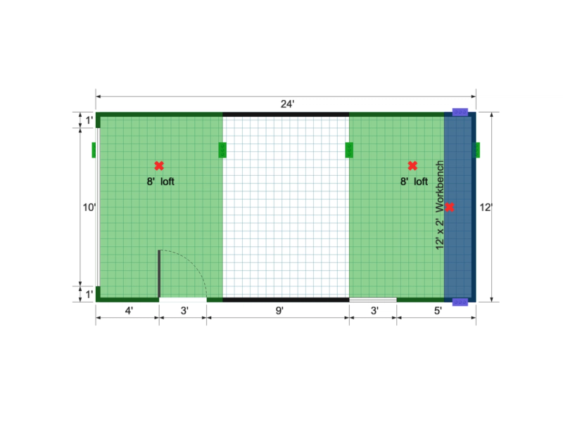 Barn Garage Shed 12×24 floor plan