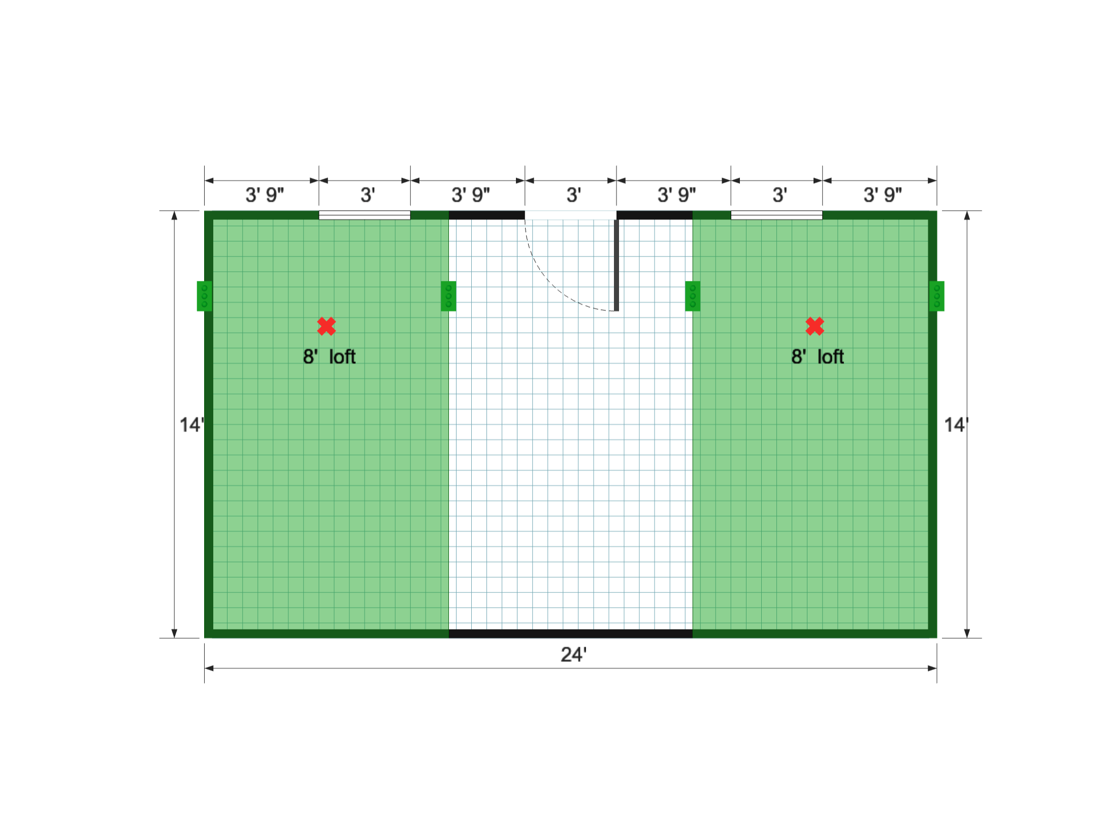 Barn Studio 14×24 floor plan
