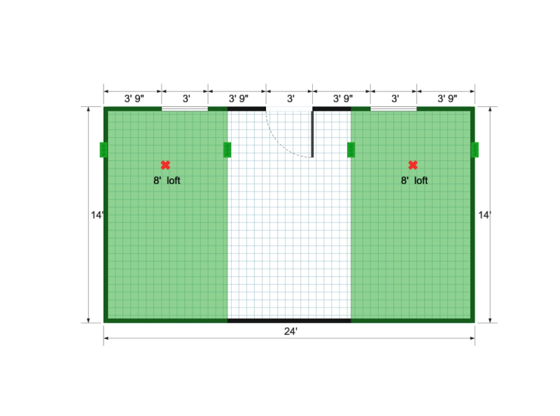 Barn Studio 14×24 floor plan