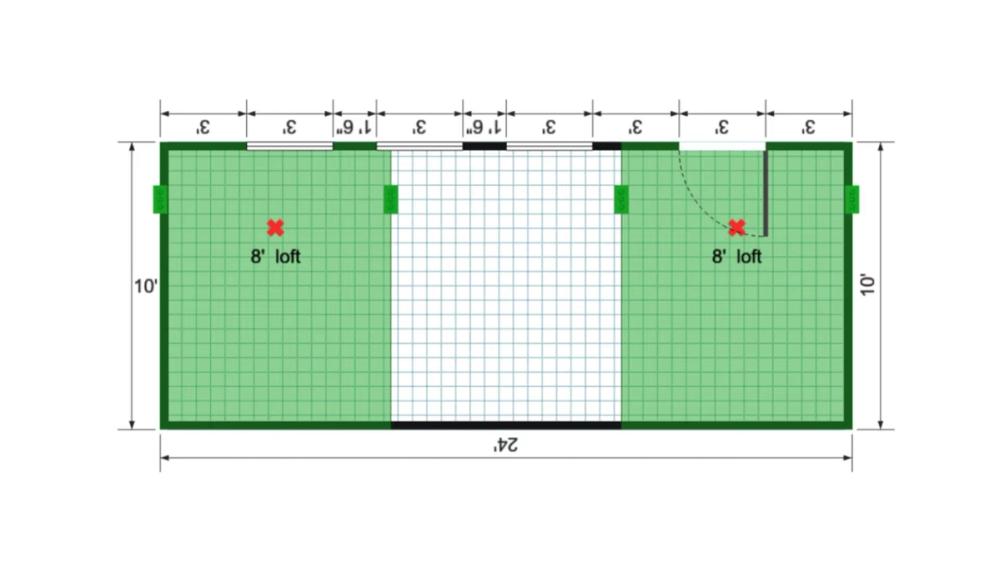 Floor plan for 10x24 Lofted Barn
