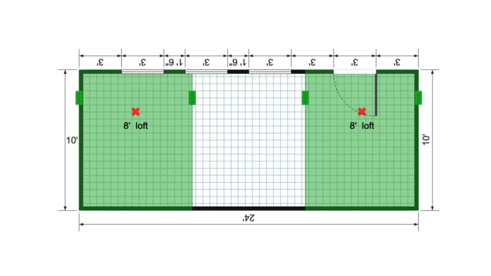 Floor plan for 10x24 Lofted Barn