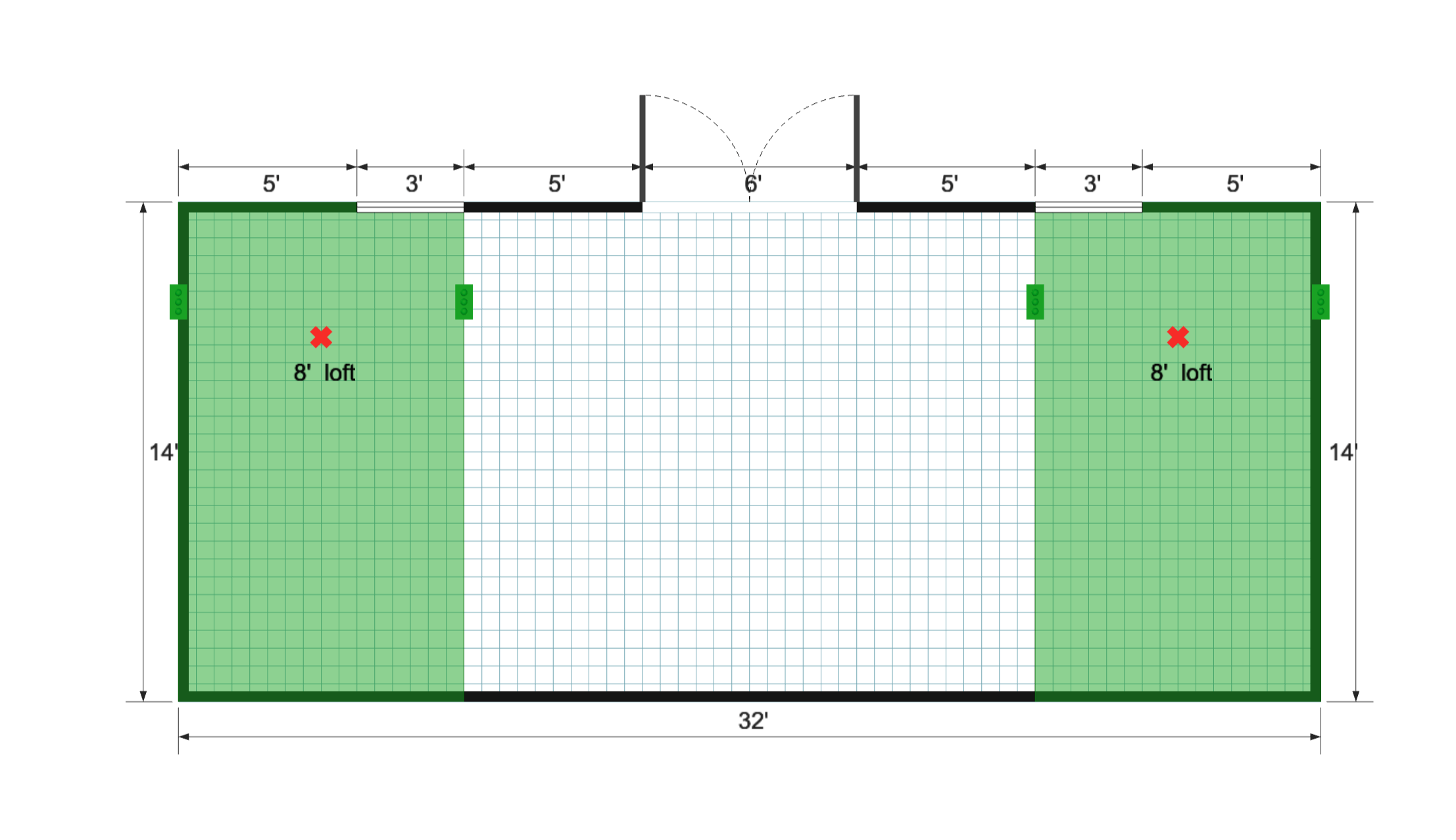 Side-Entry Premier Barn 14×32 floor plan