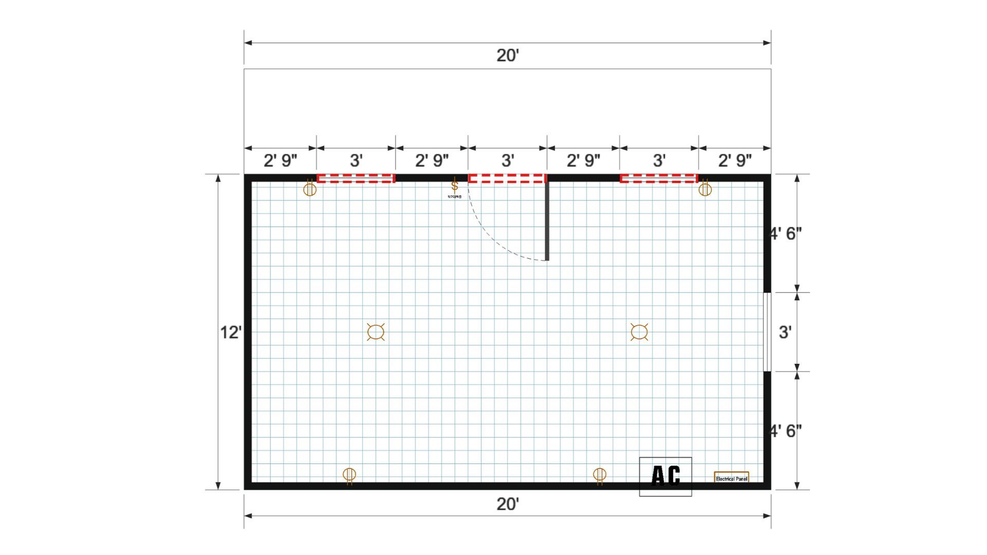 Floor plan for 16x20 Single Slope Cottage
