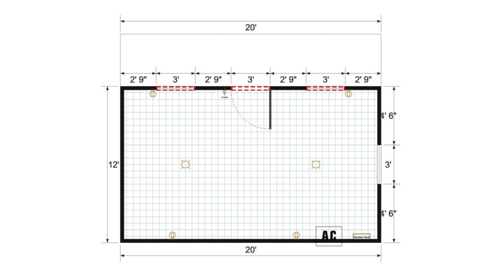 Floor plan for 16x20 Single Slope Cottage
