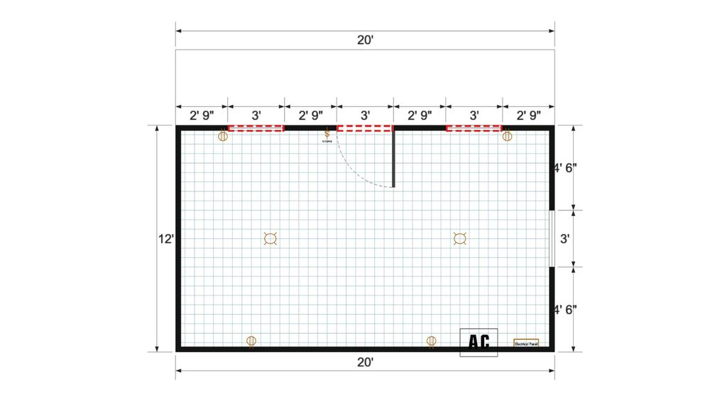 Floor plan for 16x20 Single Slope Cottage