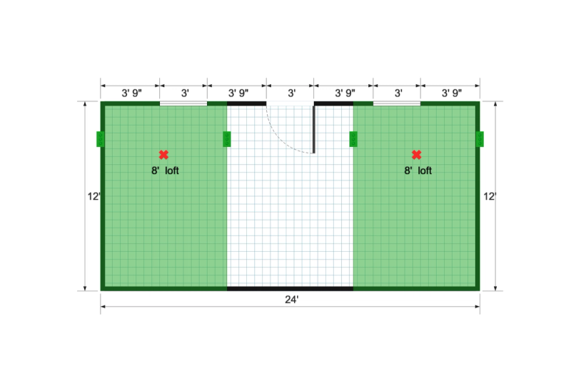 Barn Studio 12×24 floor plan