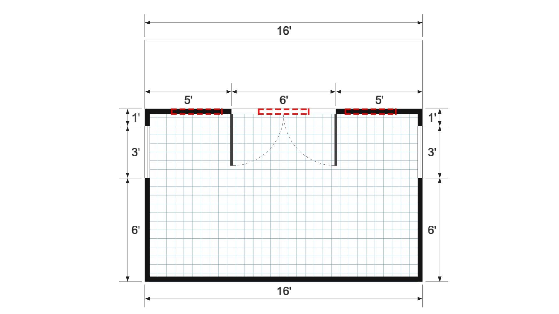 Floor plan for 14x16 Single Slope Cottage