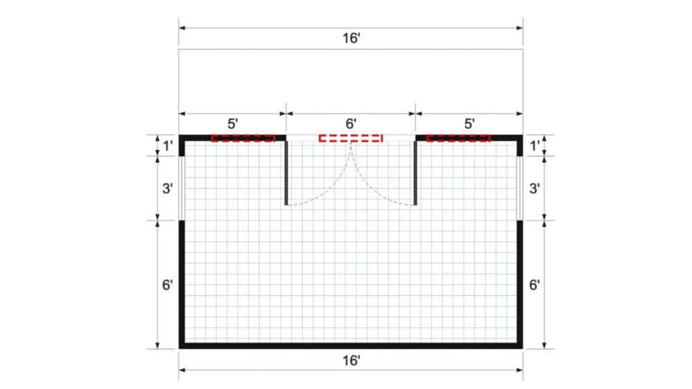 Floor plan for 14x16 Single Slope Cottage