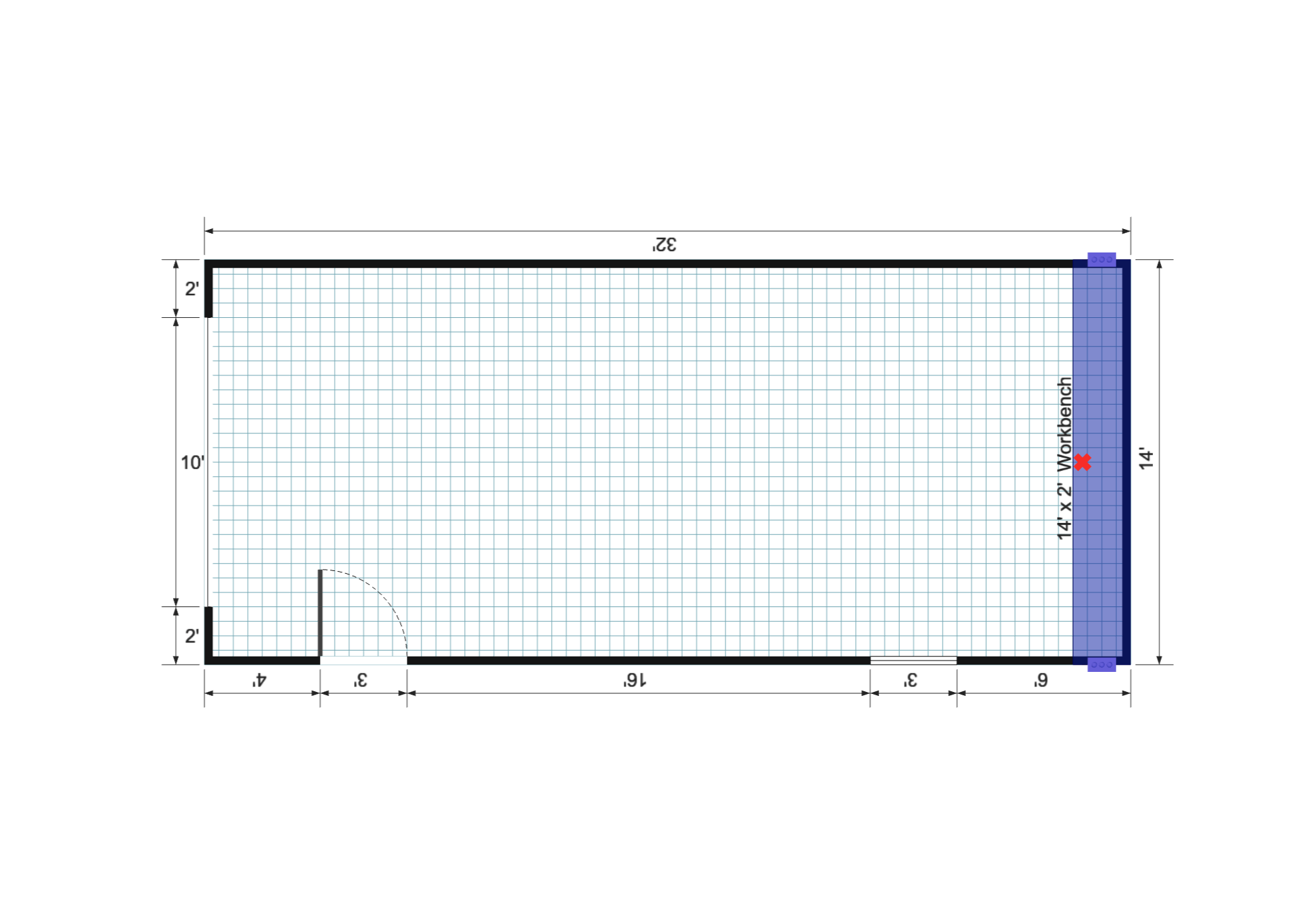 Gable Garage Shed 14×32 floor plan