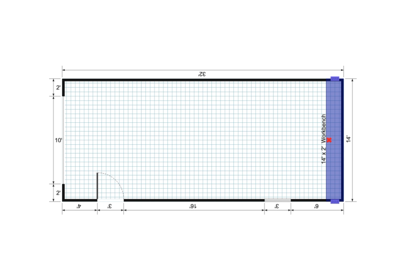 Gable Garage Shed 14×32 floor plan