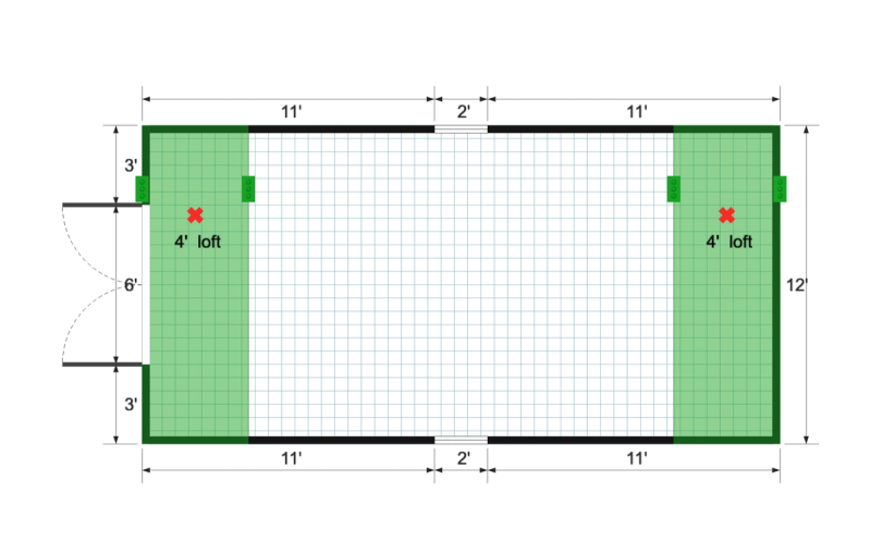 Standard Barn 12×24 floor plan