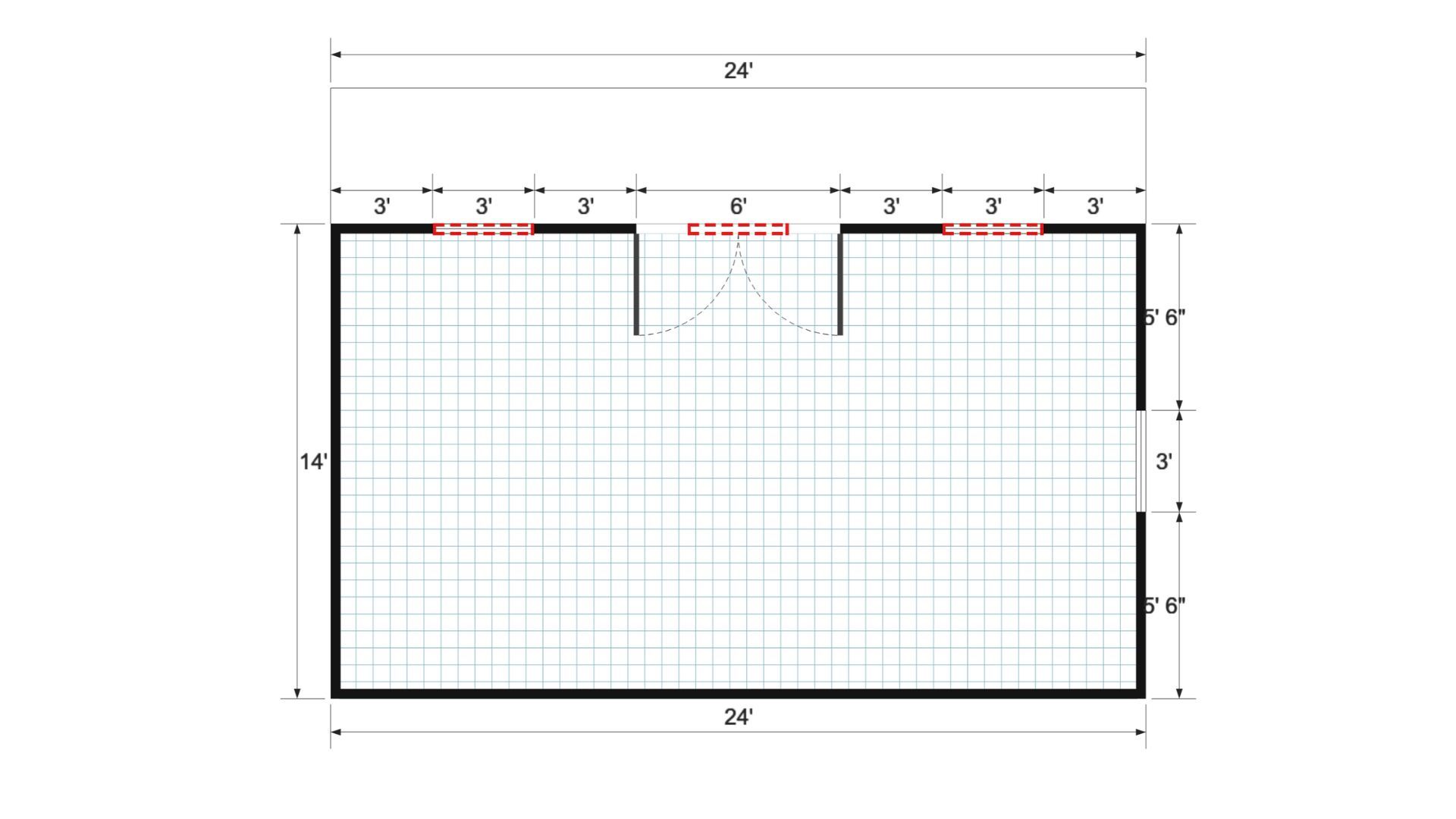 Floor plan for 18x24 Single Slope Cottage